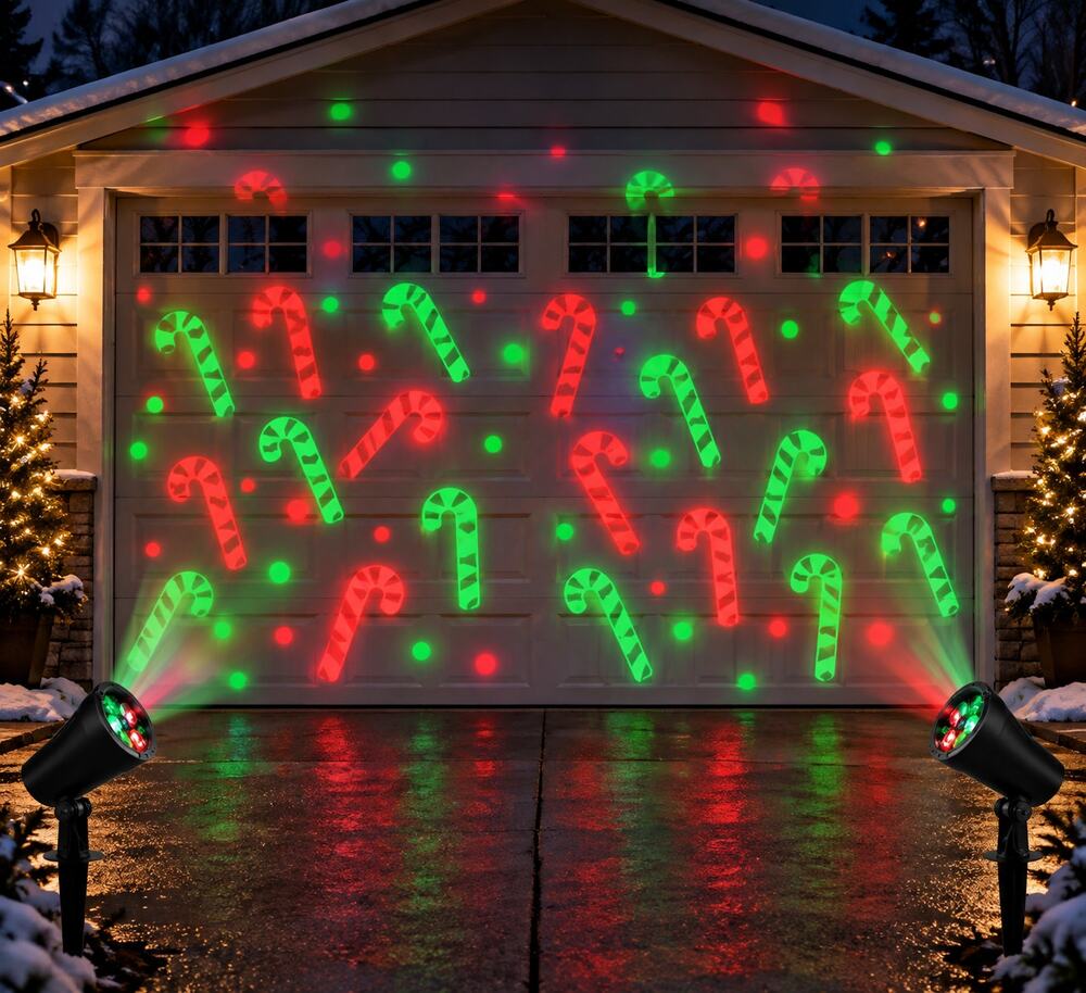 LED Lightshow Candy Cane Christmas Projection Whirl A Motion Outdoor Lights 2